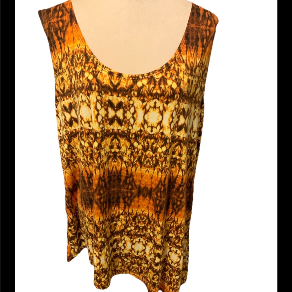 Ultra Teeze Women’s Plus Size 3x Swing Tank Top Yellow Brown Orange Blouse Cami